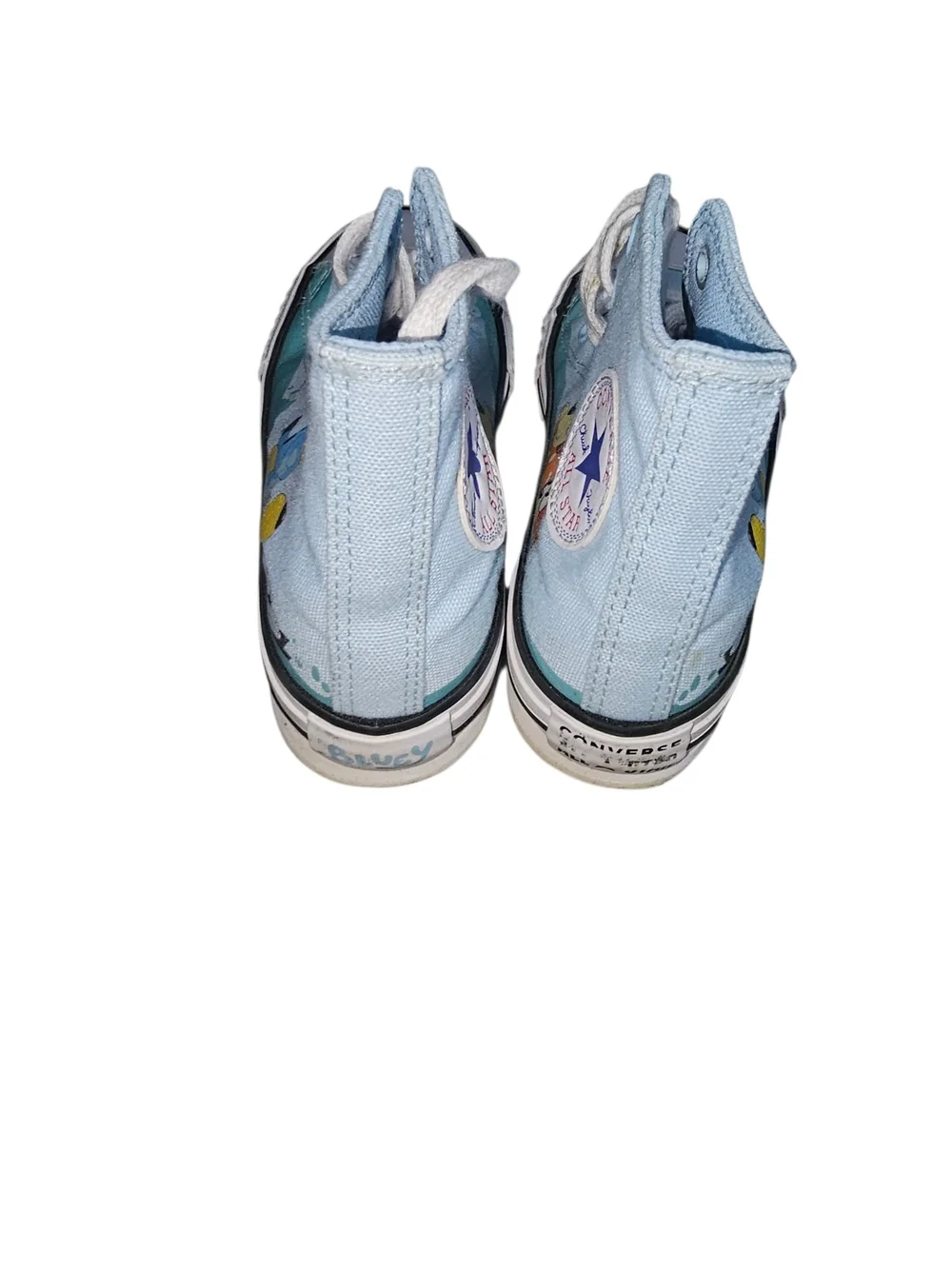 Bluey Converse Light Blue and Teal Kids High-Top Sneakers Graphic 13